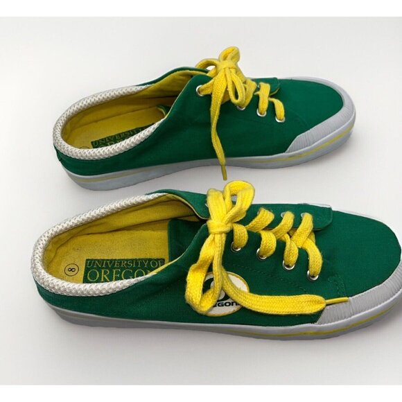 University of Oregon Green & Yellow No-back Sneaks Size Ladies 8 (M6) Go Ducks!! - Picture 3 of 11
